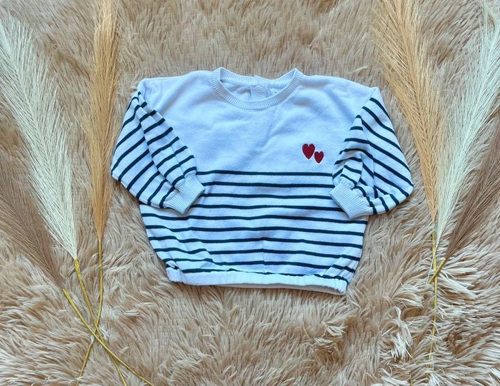Pull marinière cœur