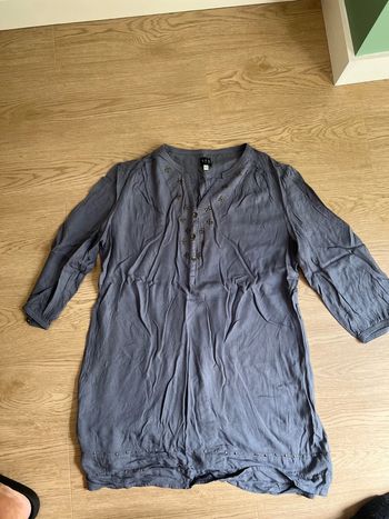 Vends robe bleu/gris manche 3/4 de la marque 123 taille 46 bon état