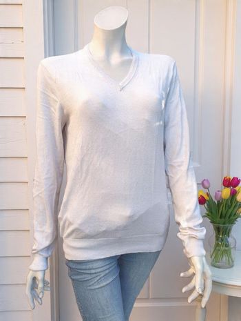 pull beige crème col V cachemire Brice taille S impeccable