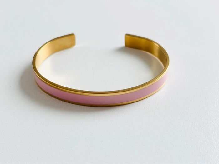 Bracelet manchette or & rose ajustable