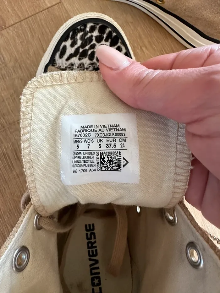 Converse en daim camel et léopard taille 37 - photo numéro 10