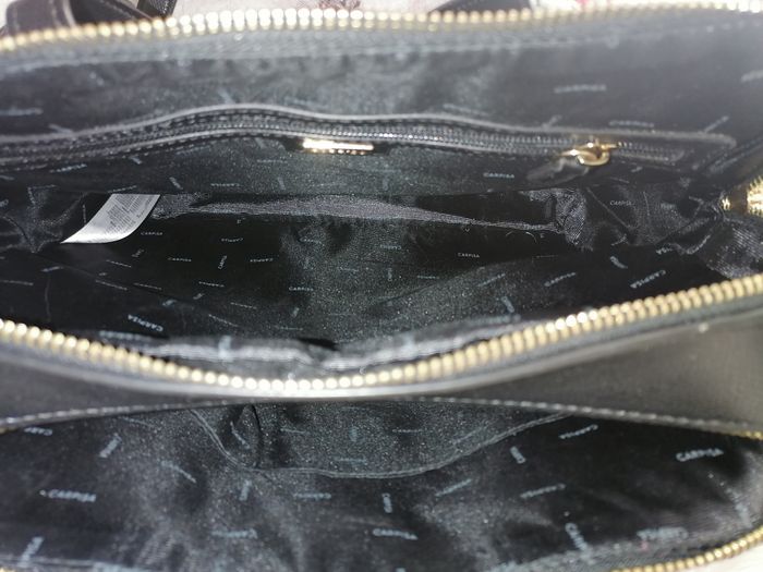 Sac à main & bandoulière en simili cuir et velours - noir avec details doré - Carpisa - photo numéro 6