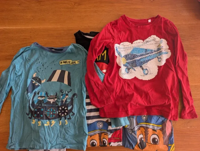Lot 6 tee-shirts manches longues 6 ans pat patrouille, mickey - photo numéro 3
