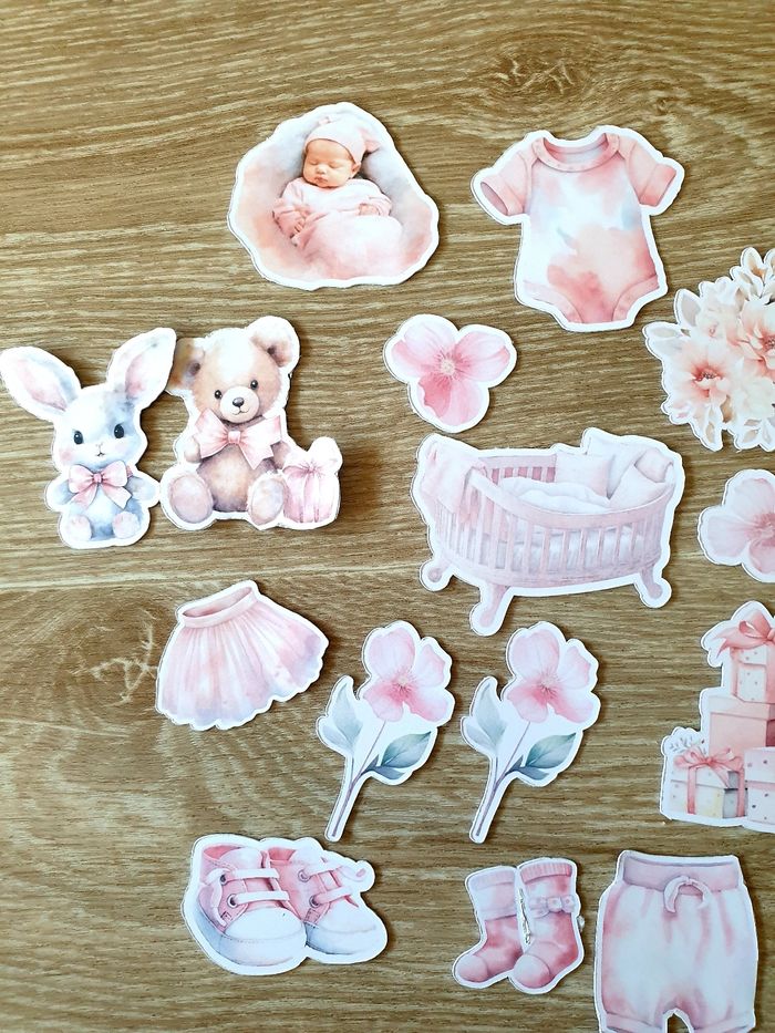 Die cut embelissement scrapbooking naissance rose - photo numéro 2