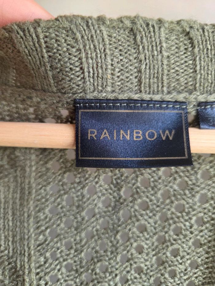 Pull rainbow kaki taille s/m - épaules dénudées, détails cloutés - photo numéro 3