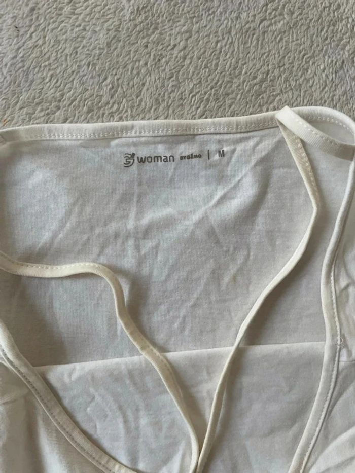 Haut débardeur blanc moulant fines bretelles uni basique simple col rond - photo numéro 3