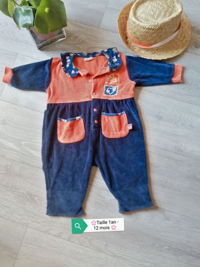 🌸Combinaison sans pied marine/orange Taille 12 mois mixte "DPAM"