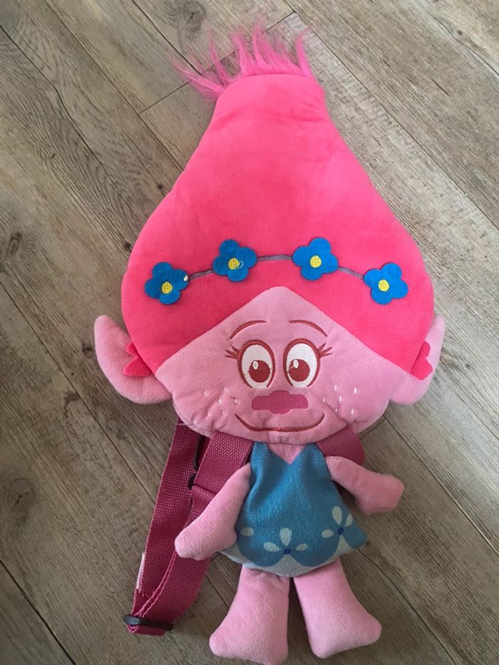 Lot sac à dos rose réglable et coussin trolls dreamworks - photo numéro 4