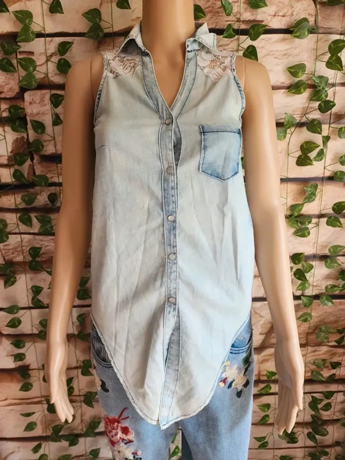 🌸Blouse jeans Dentelle Megazzer Taille 36🌸