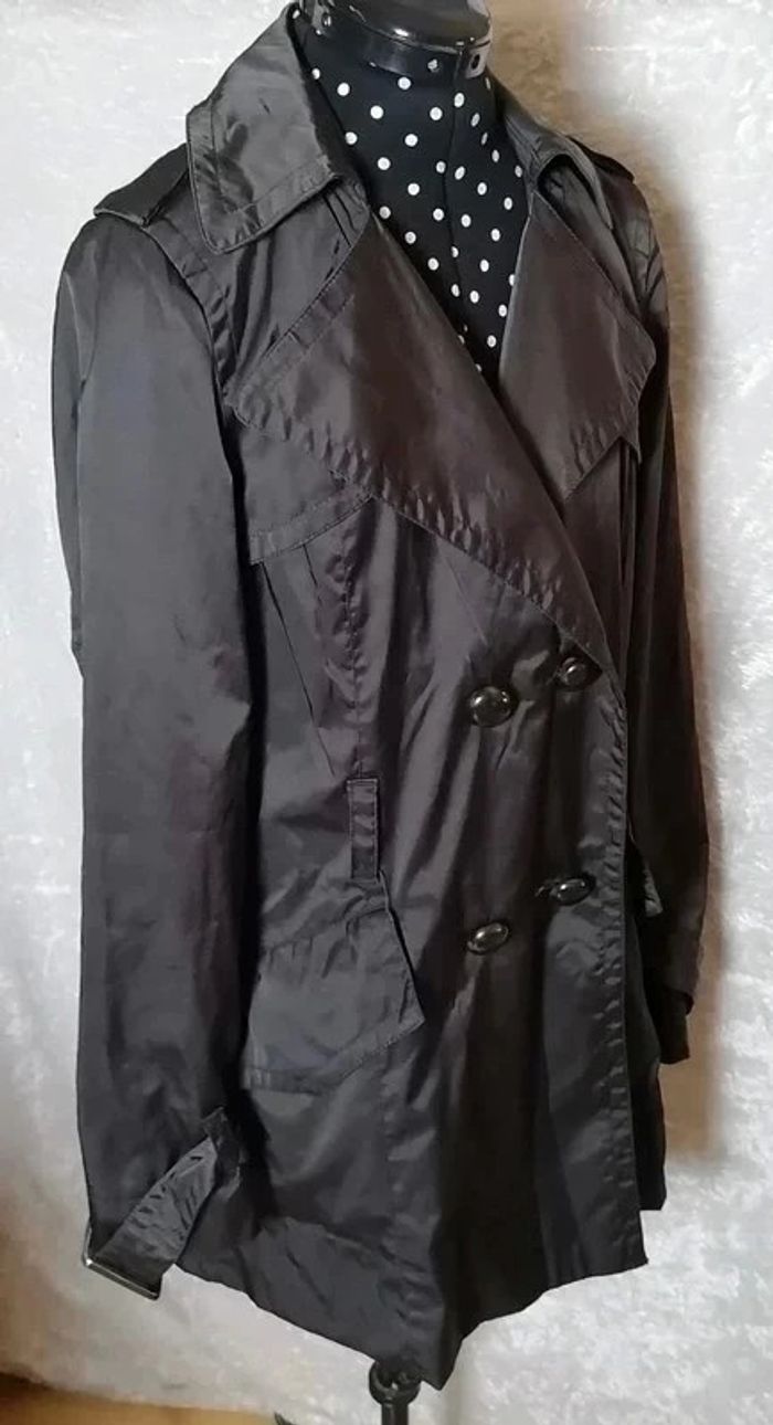 Trench noir ceinture rouge Mango Suit - photo numéro 8