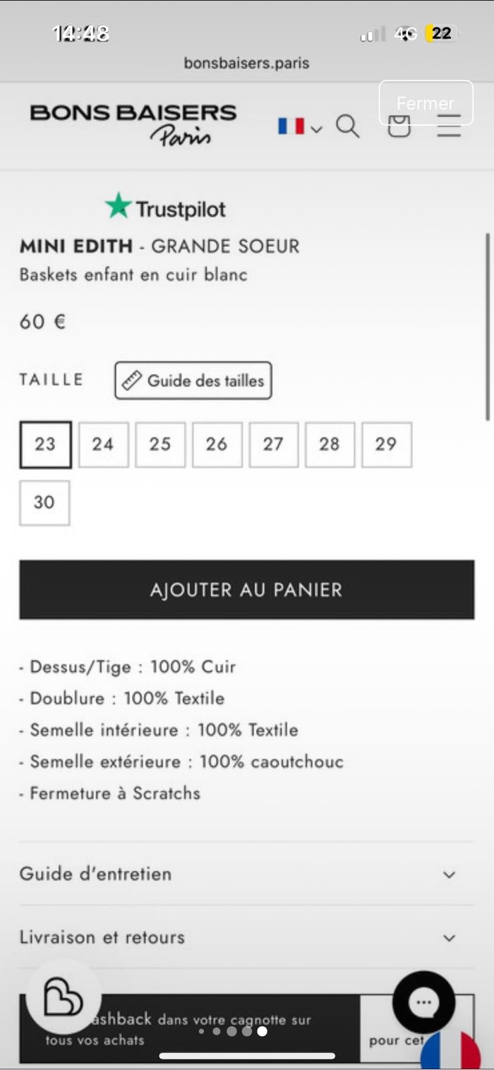 Très belles Baskets fille 29 mini paname - photo numéro 6