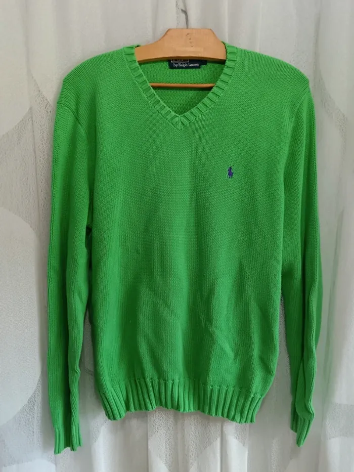 Ralph Lauren " Pull vintage tricot vert" taille L - photo numéro 2
