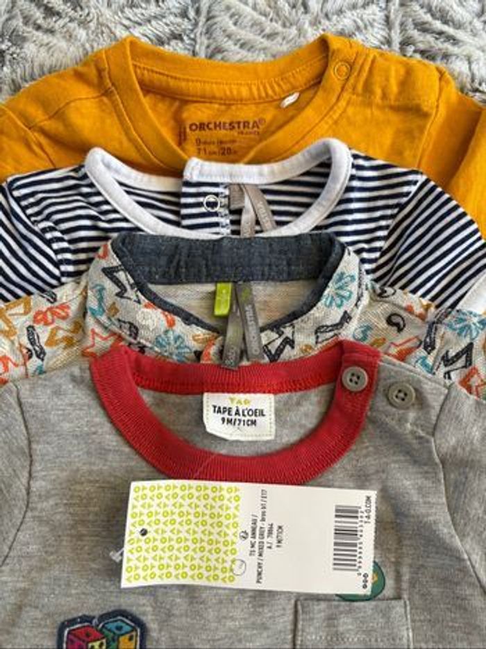 Lot de 4 t-shirts manches courtes 9 mois - photo numéro 4