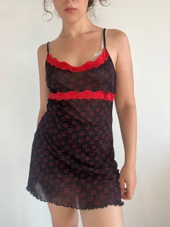 Nuisette vintage y2k années 2000 noire et rouge taille S 💋