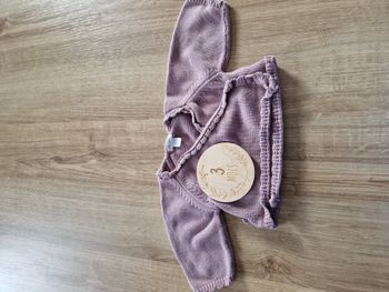 Gilet cache coeur mauve - 3 mois Obaibi