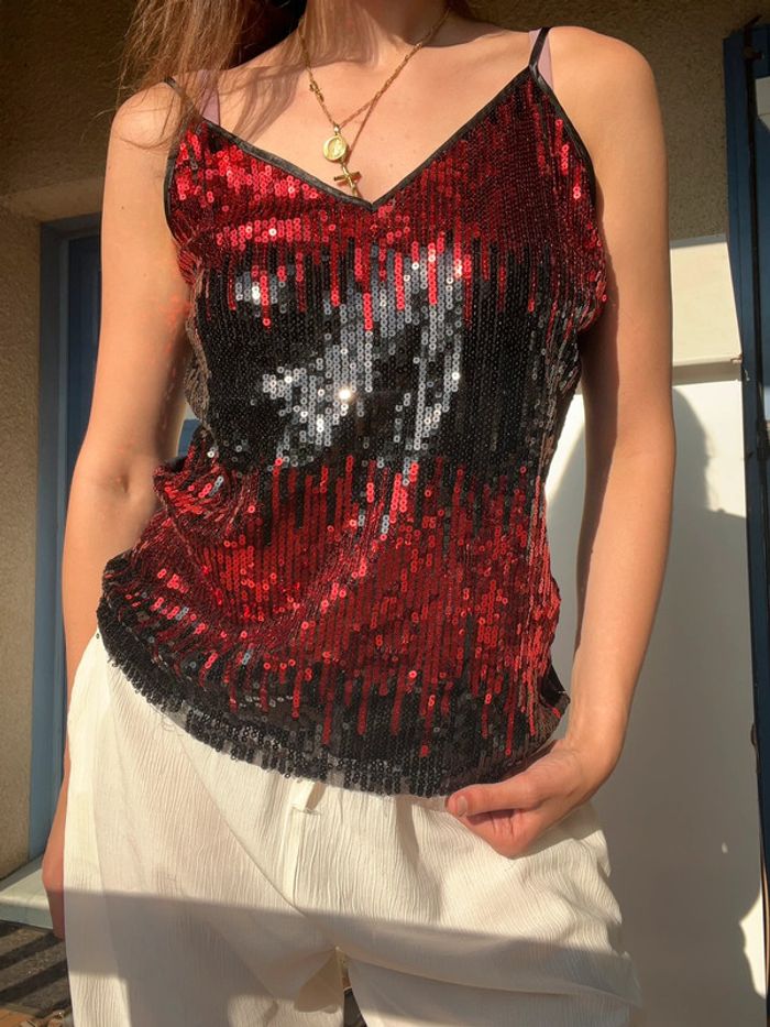 Top à sequins vintage y2k grunge office core Ibiza summer - photo numéro 2