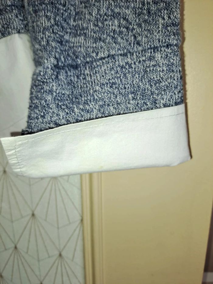 Joli pull chemise 14 ans gris blanc tbe 1 micro tache au revers de manche non visible porté - photo numéro 5