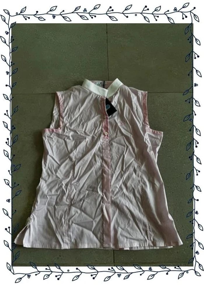 Chemise rose et blanche à rayure sans manche Anna Scarpati, taille L