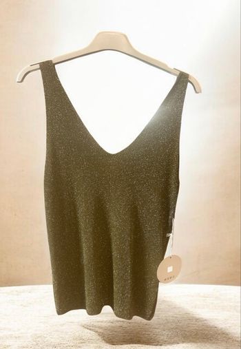 Débardeur kaki T.U pailleté 