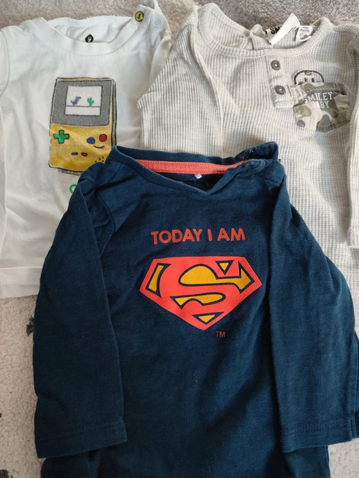 Lot tee shirts manches longues superman gaming militaire