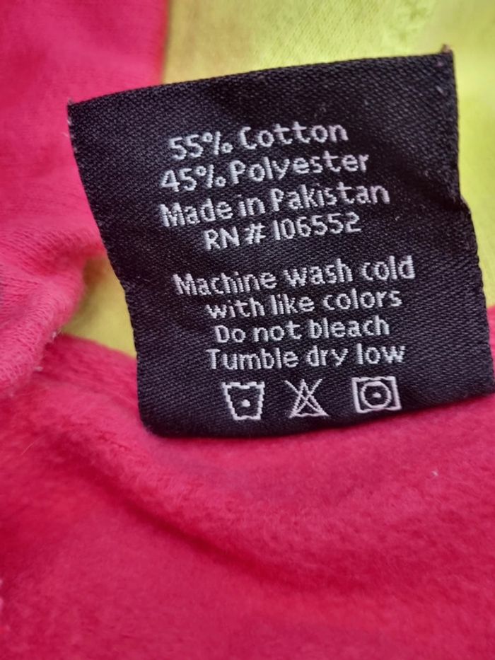 Pull à capuche universitaire Wisconsin rose & jaune – Taille XXL Femme (mesures en photos) - photo numéro 6