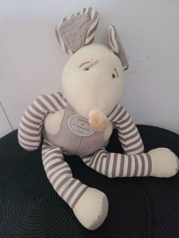 Doudou et compagnie souris Nature rayé beige marron