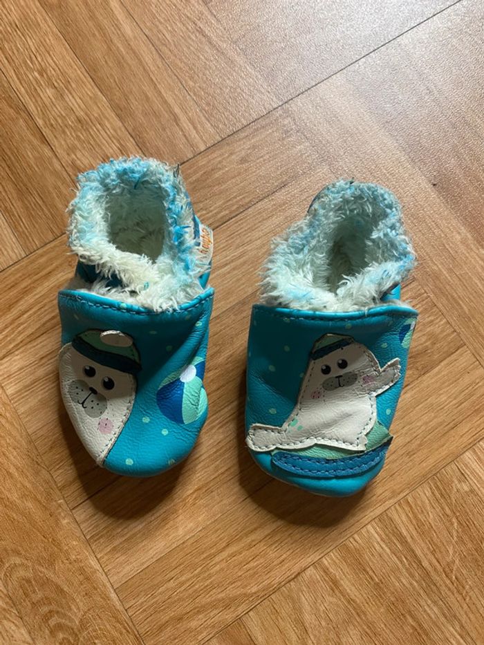 Chausson pantoufle souple en cuir Tichoups