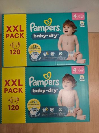 🍼 Pampers Baby-Dry T4 Lot de 2 × 120 couches (9–14 kg)
