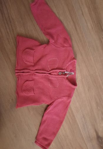 Gilet zippé rose avec noeud Orchestra 9 mois