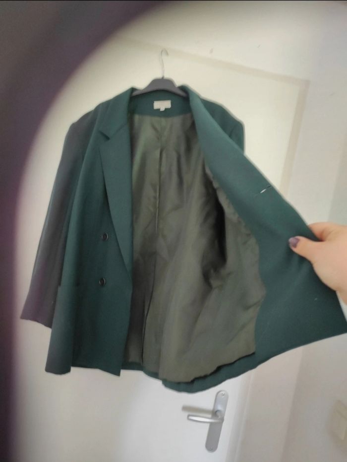 Costume Gérard Darel ex aequo vert sapin veste blaser et jupe vintage - photo numéro 7