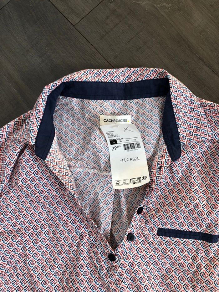 Blouse cache cache col chemise taille 36 modèle favolynew rouge - photo numéro 2