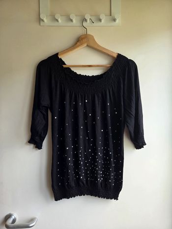 Blouse noire clockhouse à strass - taille L
