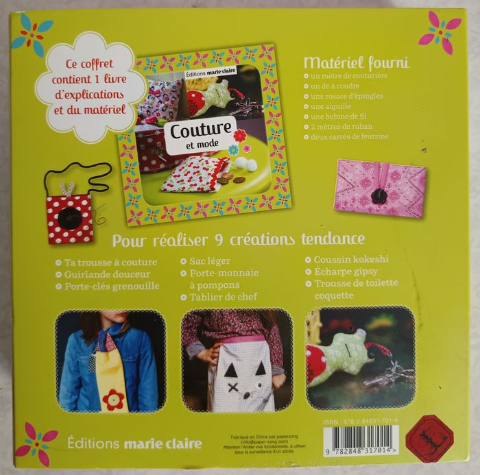 Kit couture et mode kids: 1 livre + accessoires + 9 modèles à créer NEUF Complet - photo numéro 2