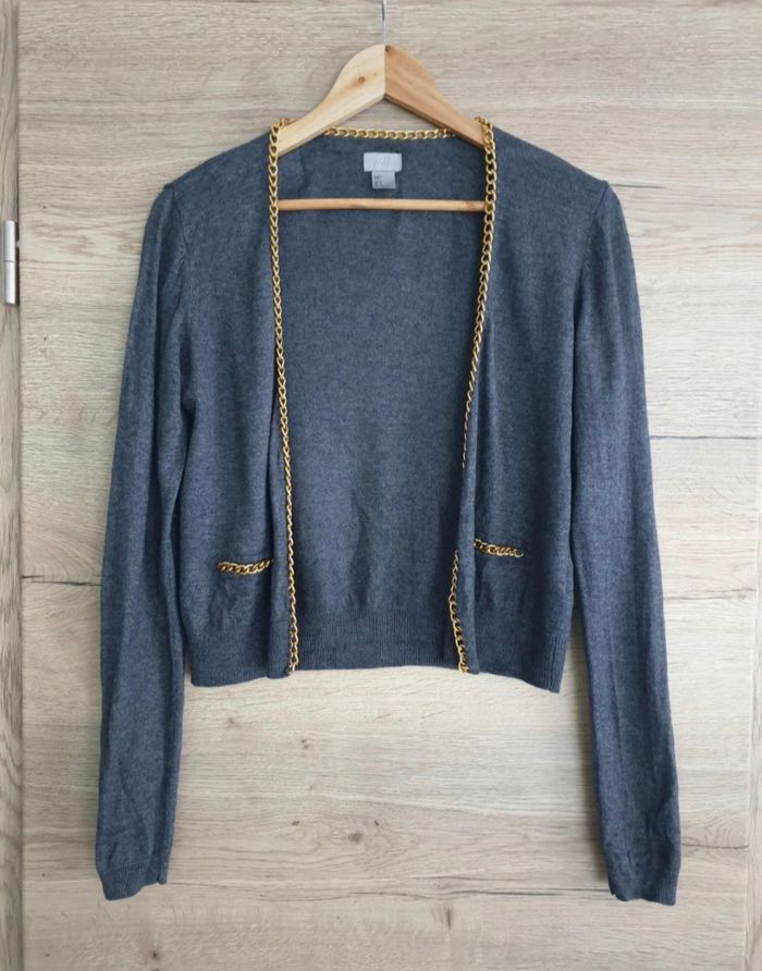 Gilet gris chaîne dorée