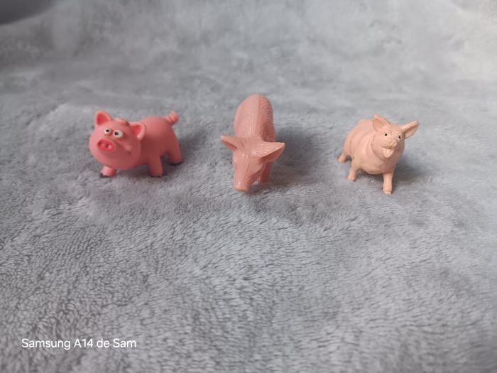 Lot de 3 figurines animaux cochons - photo numéro 2