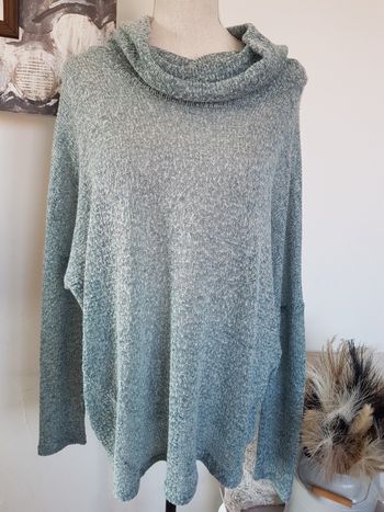 Pull fin  grand col bleu chiné Laura Torelli taille 42/44
