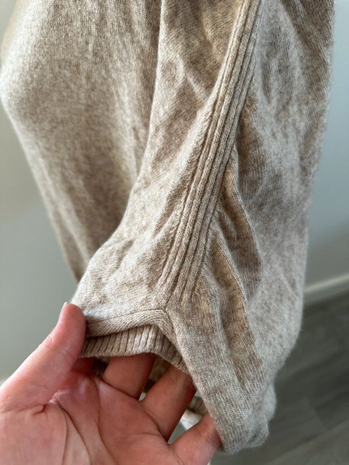 Pull chauve souris poncho beige crème sable cachemire Un Jour Ailleurs UJA T3 40 L - photo numéro 5