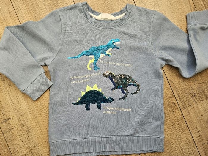 Sweat bleu ciel dinausore H&M 5 ans - photo numéro 6