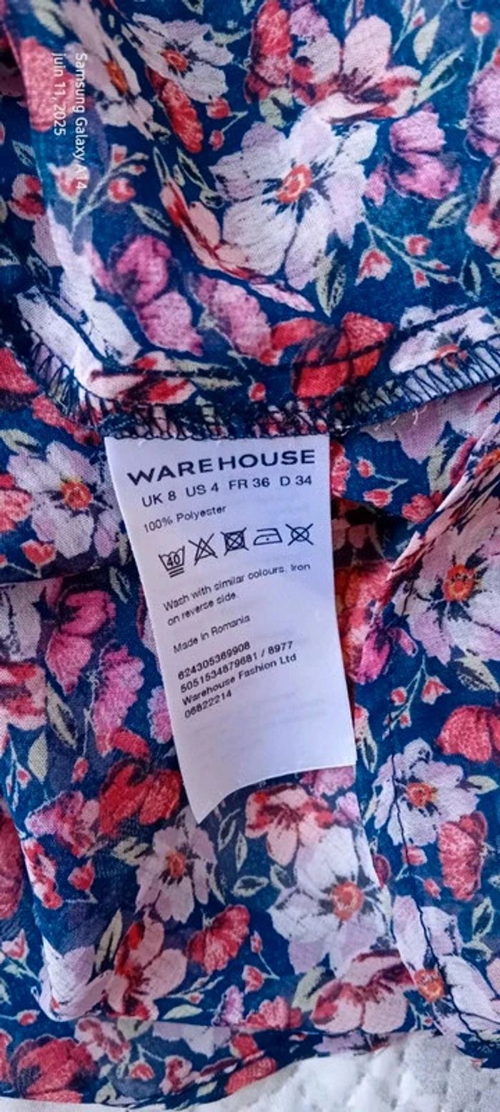 Débardeur long en voile avec poche imprimé fleurs rose femme 36 warehouse - photo numéro 17