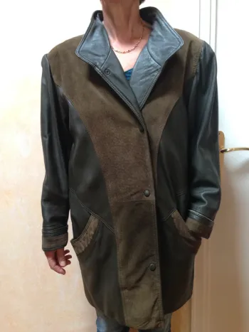 Manteau cuir véritable et daim