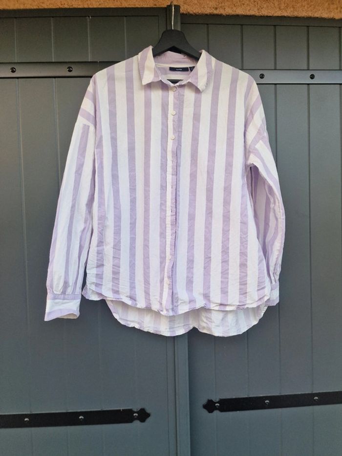 Chemise blanche a rayures lila kiabi