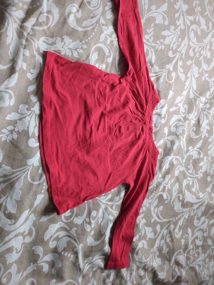 T-shirt manches longues rouge kimbaloo 18 mois col original hibou - photo numéro 5