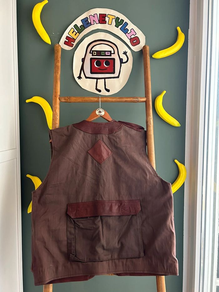 Gilet sans manche multipoches vintage Cuir XL - photo numéro 6