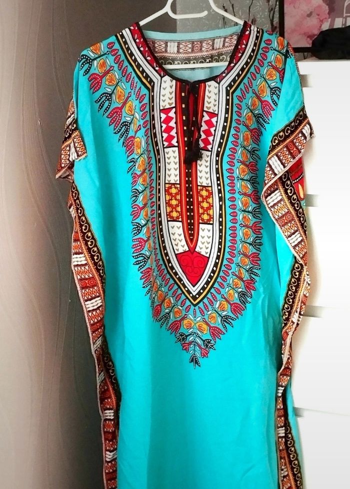 Robe Gandoura longue verte, Abaya marocaine - photo numéro 2