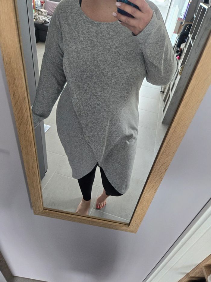 Pull long gris