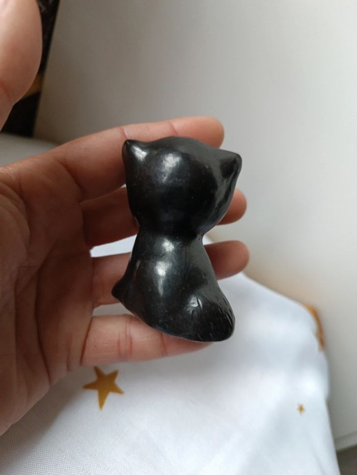 Chat cat kitten kitties Kitty noir black pierre noir volcanique obsidienne terre cuite sculpture - photo numéro 5