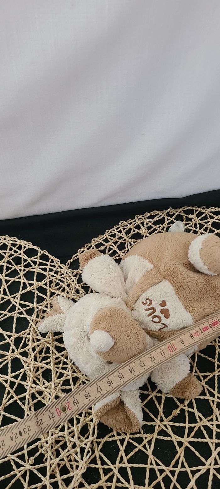 PLANET PLUCH  DOUDOU SOURIS ECRU SALOPETTE BEIGE JEMINI - photo numéro 3