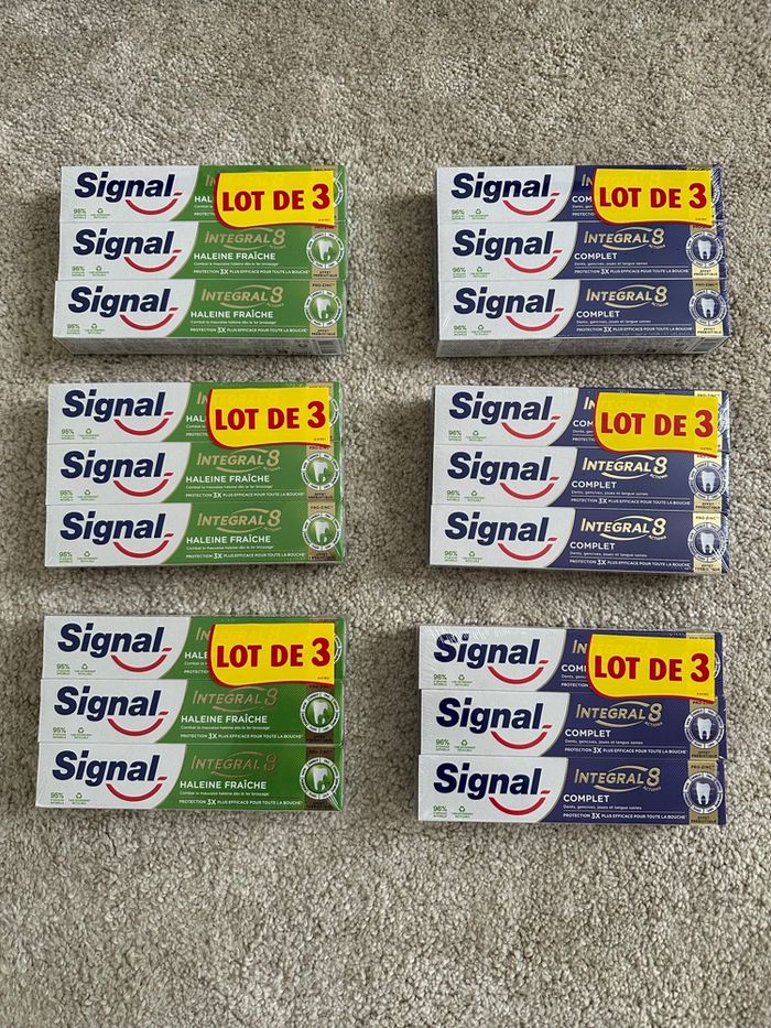Lot de 18 tubes dentifrice Signal Intégral 8 haleine fraîche & complet