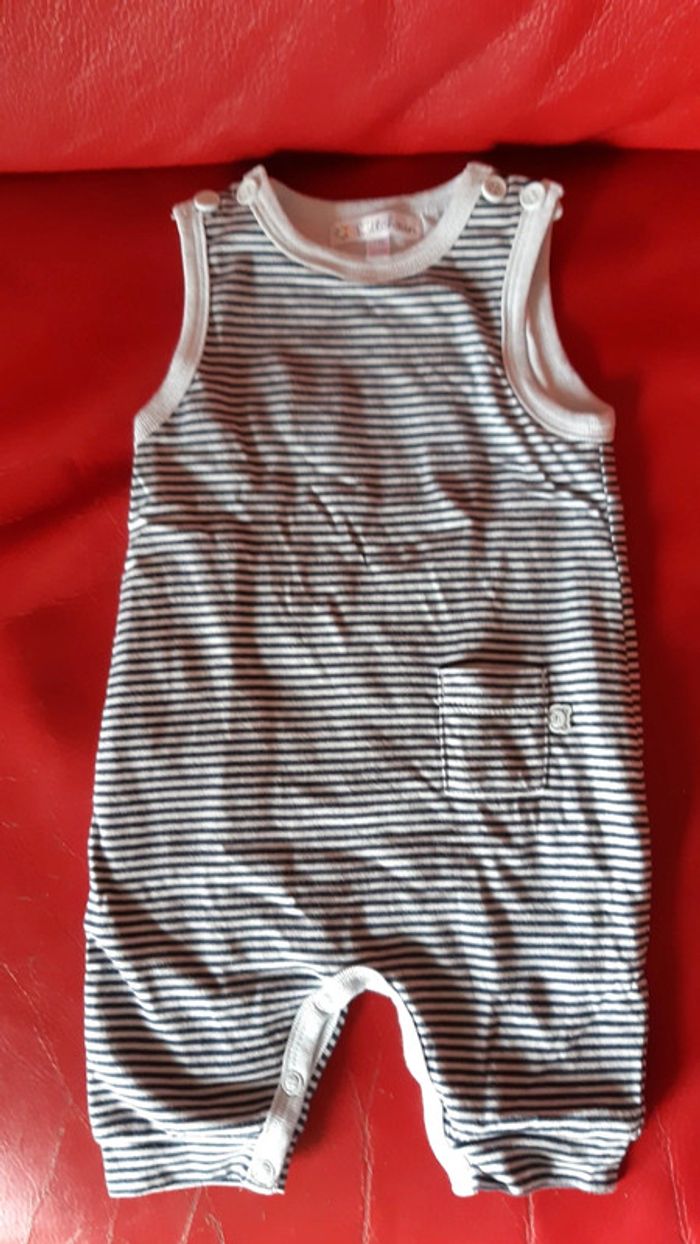 Grenouillère manche courte rayée 1 mois