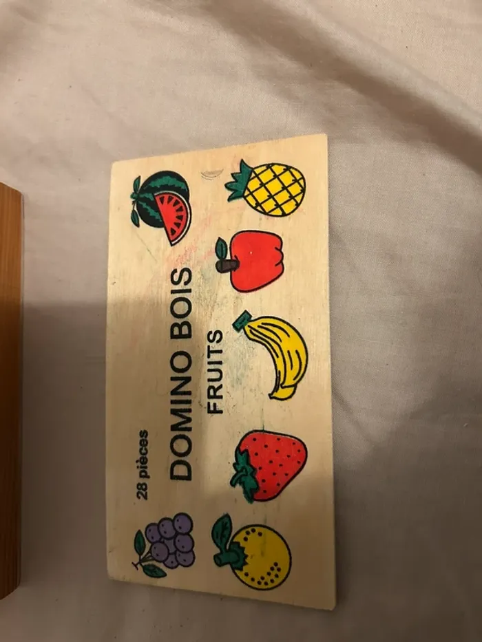 Boîte de domino en bois fruits - photo numéro 4